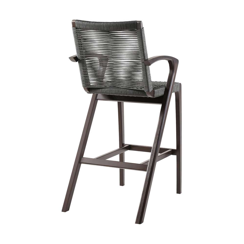 Armen Living - Nabila Outdoor Dark Eucalyptus Wood and Grey Rope Counter and Bar height Stool - 840254333451 veiw 4