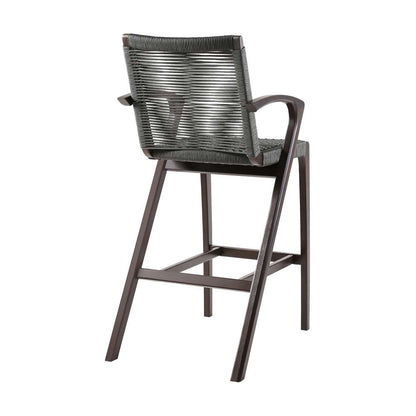 Armen Living - Nabila Outdoor Dark Eucalyptus Wood and Grey Rope Counter and Bar height Stool - 840254333451 veiw 4