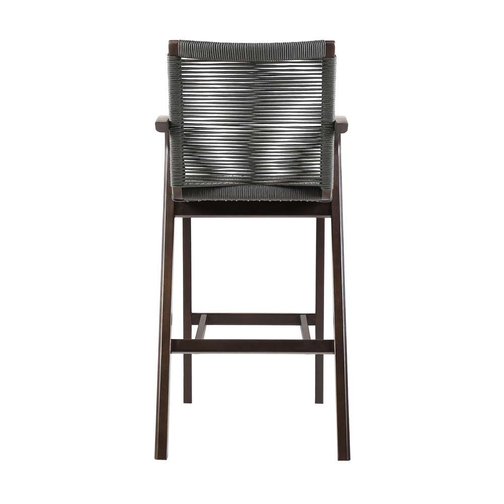 Armen Living - Nabila Outdoor Dark Eucalyptus Wood and Grey Rope Counter and Bar height Stool - 840254333451 veiw 5