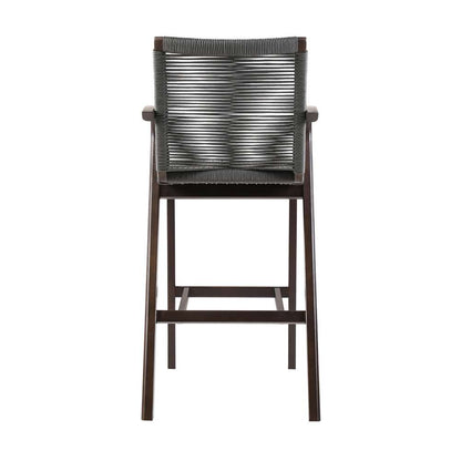 Armen Living - Nabila Outdoor Dark Eucalyptus Wood and Grey Rope Counter and Bar height Stool - 840254333451 veiw 5
