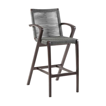 Armen Living - Nabila Outdoor Dark Eucalyptus Wood and Grey Rope Counter and Bar height Stool - 840254333468 veiw 1