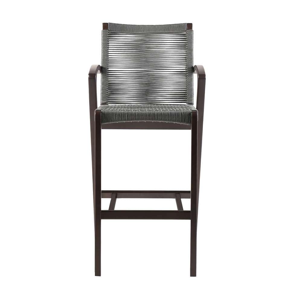 Armen Living - Nabila Outdoor Dark Eucalyptus Wood and Grey Rope Counter and Bar height Stool - 840254333468 veiw 2