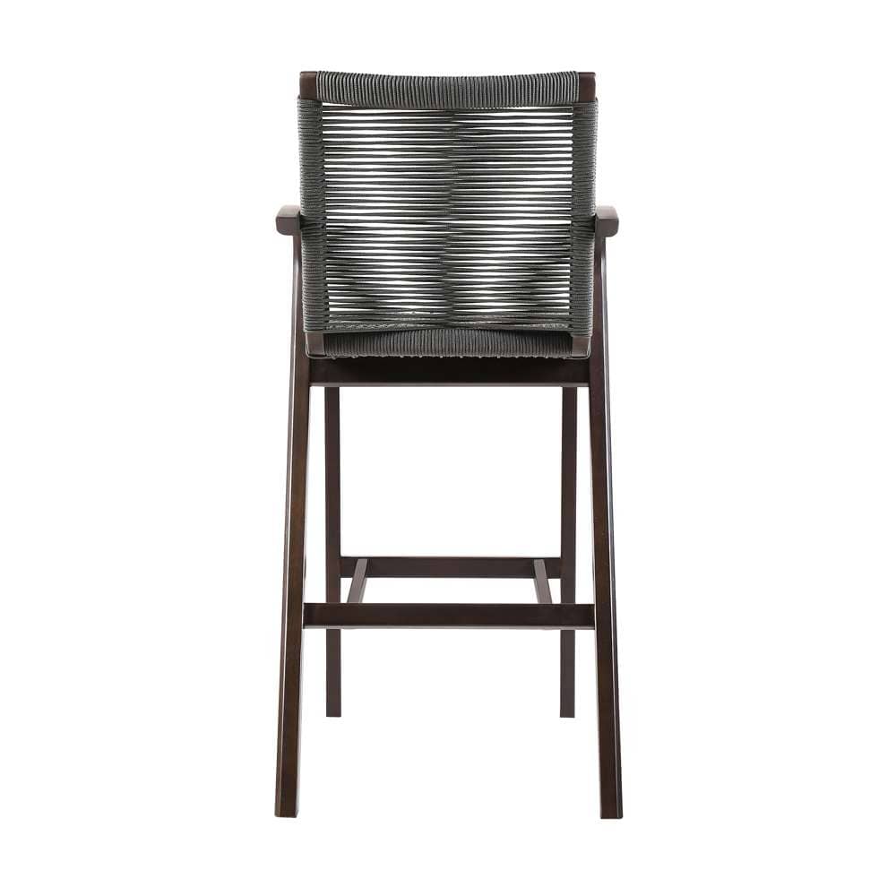 Armen Living - Nabila Outdoor Dark Eucalyptus Wood and Grey Rope Counter and Bar height Stool - 840254333468 veiw 5