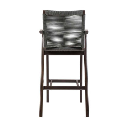 Armen Living - Nabila Outdoor Dark Eucalyptus Wood and Grey Rope Counter and Bar height Stool - 840254333468 veiw 5