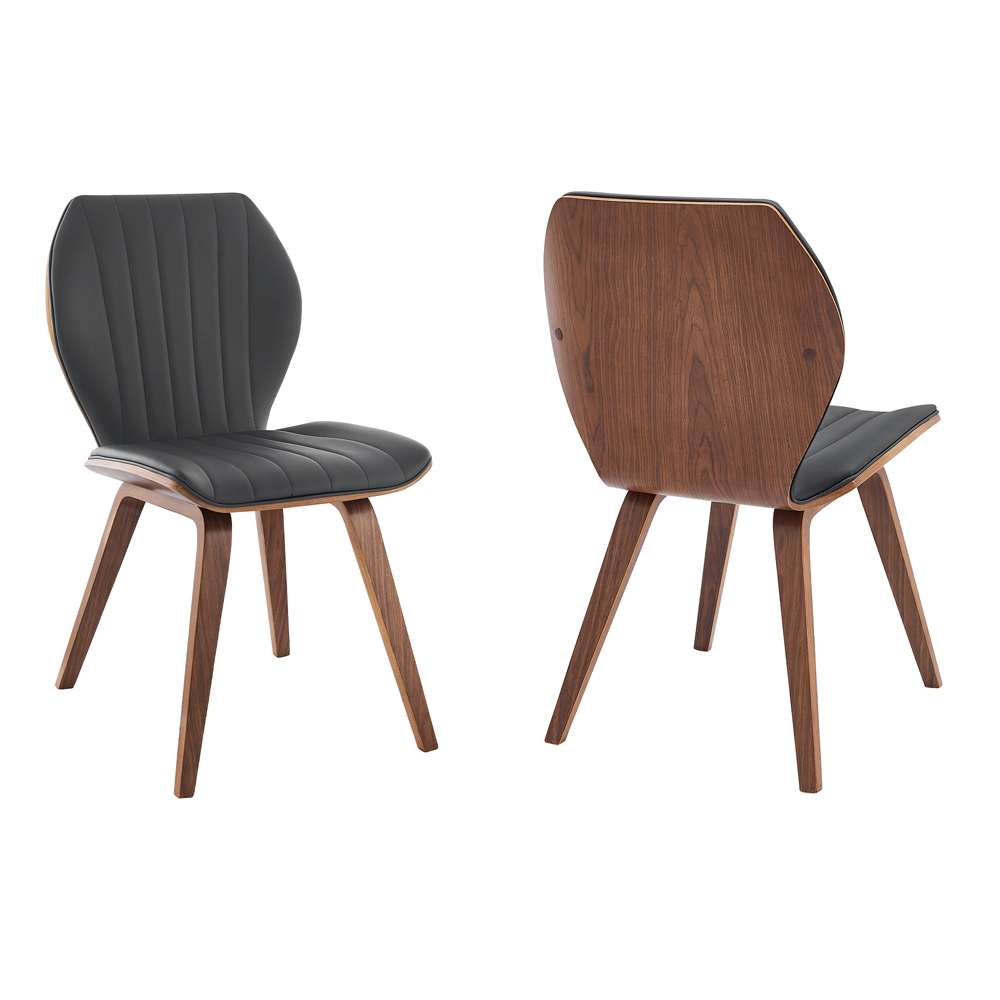 Armen Living - Ontario Gray Faux Leather and Walnut Wood Dining Chairs (Set of 2) - LCONSIWAGR veiw 1