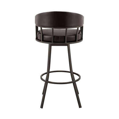 Armen Living - Palmdale 26in Swivel Brown Faux Leather and Java Brown Metal Bar Stool - 795044878134 veiw 5