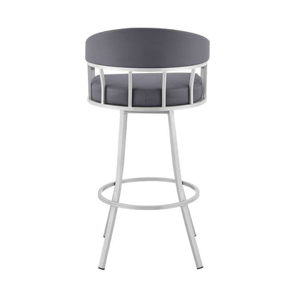 Armen Living - Palmdale 26in Swivel Slate Grey Faux Leather and Silver Metal Bar Stool - 795044878172 veiw 5