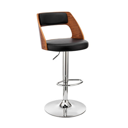 Armen Living - Paulo Adjustable Swivel Black Faux Leather and Walnut Wood Bar Stool with Chrome Base - LCPQBAWABL veiw 1