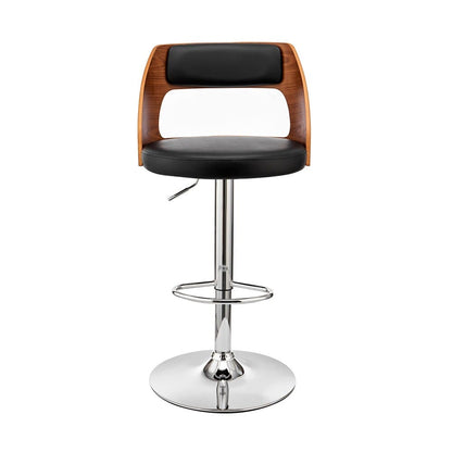 Armen Living - Paulo Adjustable Swivel Black Faux Leather and Walnut Wood Bar Stool with Chrome Base - LCPQBAWABL veiw 2