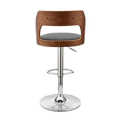 Armen Living - Paulo Adjustable Swivel Black Faux Leather and Walnut Wood Bar Stool with Chrome Base - LCPQBAWABL veiw 5