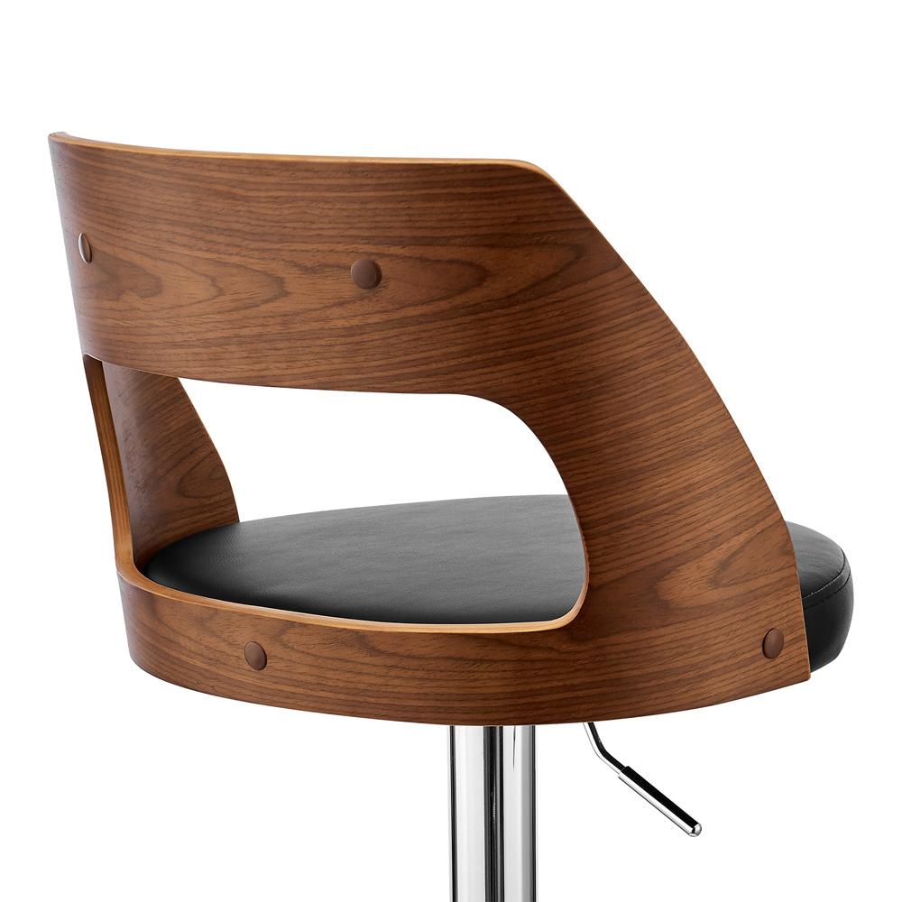 Armen Living - Paulo Adjustable Swivel Black Faux Leather and Walnut Wood Bar Stool with Chrome Base - LCPQBAWABL veiw 7