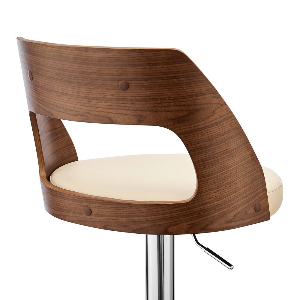 Armen Living - Paulo Adjustable Swivel Cream Faux Leather and Walnut Wood Bar Stool with Chrome Base - LCPQBAWACR veiw 7