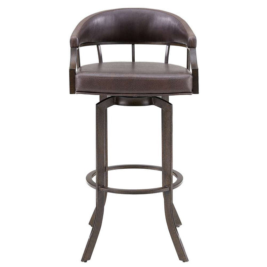 Armen Living - Pharaoh Swivel 26in Auburn Bay and Brown Faux Leather Bar Stool - 721535743292 veiw 2