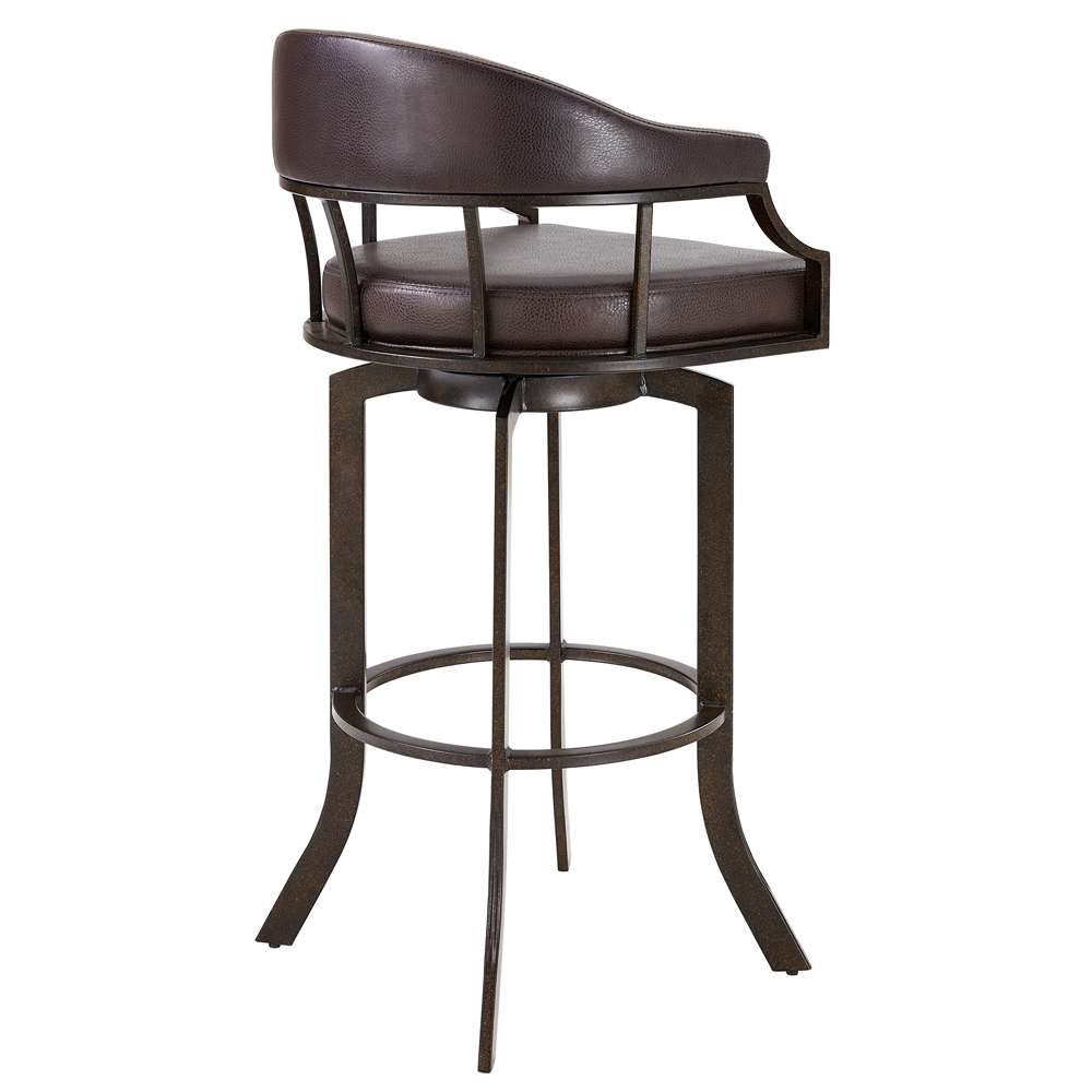 Armen Living - Pharaoh Swivel 26in Auburn Bay and Brown Faux Leather Bar Stool - 721535743292 veiw 3
