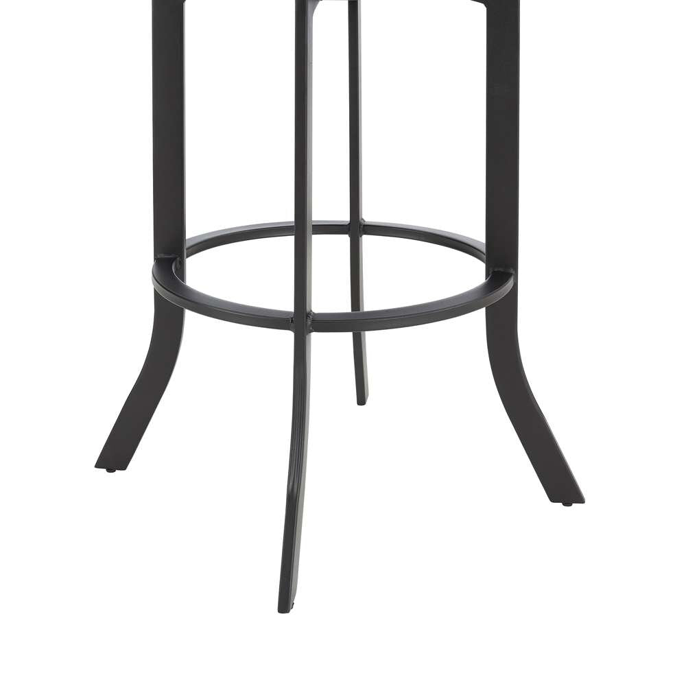 Armen Living - Pharaoh Swivel 26in Black Powder Coated and Black Faux Leather Metal Bar Stool - 721535743315 veiw 6