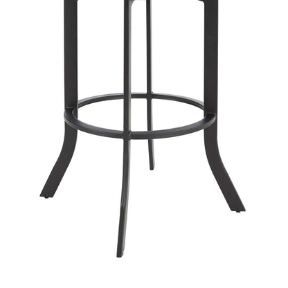 Armen Living - Pharaoh Swivel 26in Black Powder Coated and Black Faux Leather Metal Bar Stool - 721535743315 veiw 6