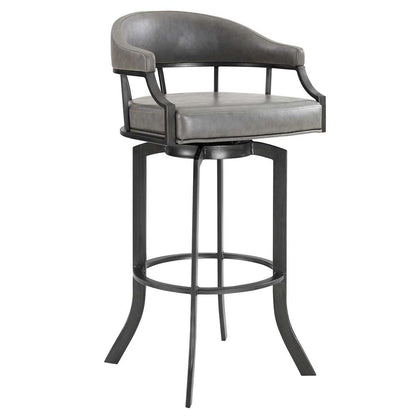 Armen Living - Pharaoh Swivel 26in Mineral Finish and Gray Faux Leather Bar Stool - 721535743353 veiw 1