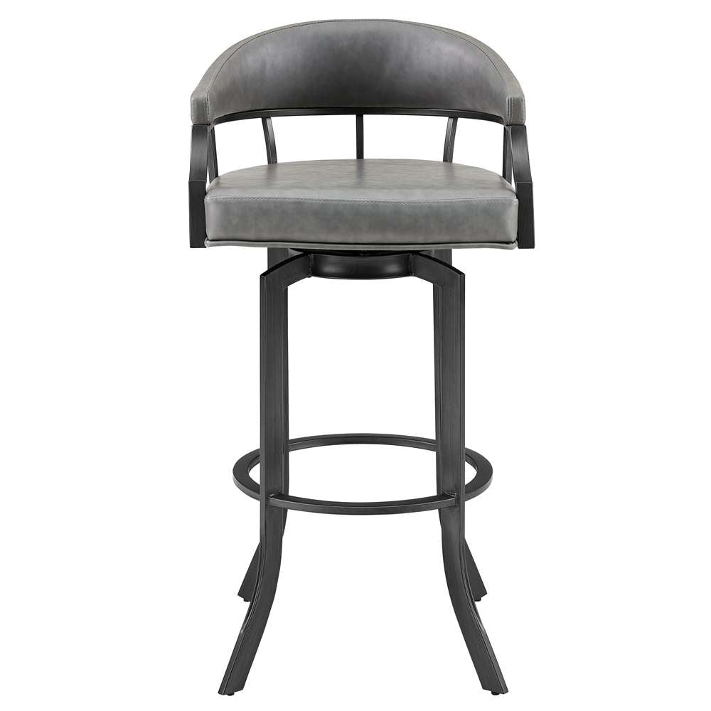 Armen Living - Pharaoh Swivel 26in Mineral Finish and Gray Faux Leather Bar Stool - 721535743353 veiw 2