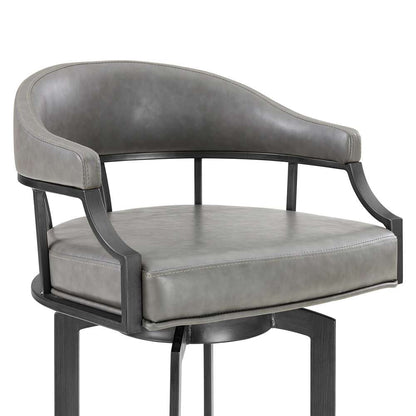 Armen Living - Pharaoh Swivel 26in Mineral Finish and Gray Faux Leather Bar Stool - 721535743353 veiw 4