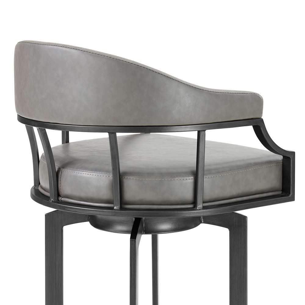 Armen Living - Pharaoh Swivel 26in Mineral Finish and Gray Faux Leather Bar Stool - 721535743353 veiw 5