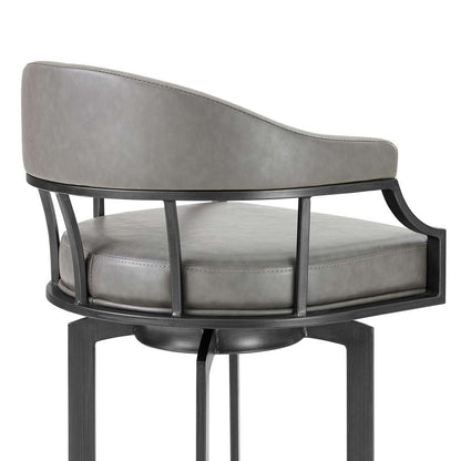 Armen Living - Pharaoh Swivel 26in Mineral Finish and Gray Faux Leather Bar Stool - 721535743353 veiw 5