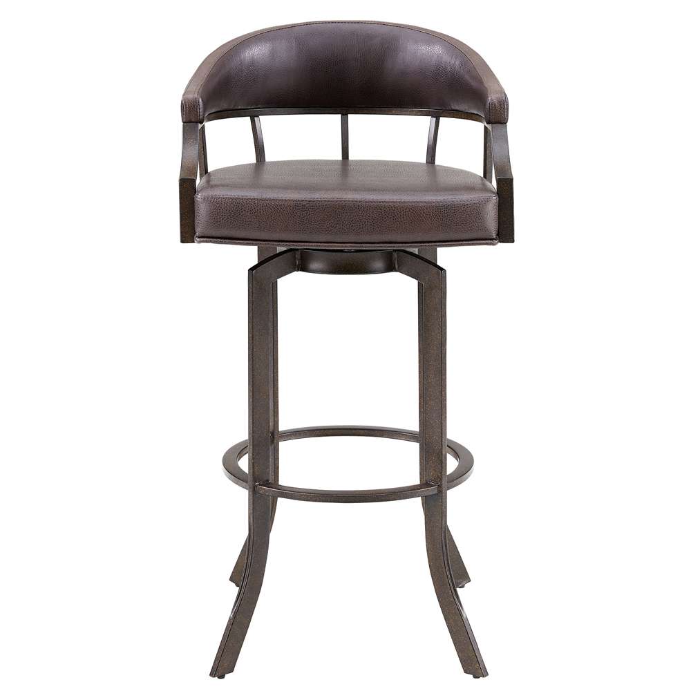 Armen Living - Pharaoh Swivel 30in Auburn Bay and Brown Faux Leather Bar Stool - 721535743308 veiw 2
