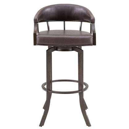 Armen Living - Pharaoh Swivel 30in Auburn Bay and Brown Faux Leather Bar Stool - 721535743308 veiw 2