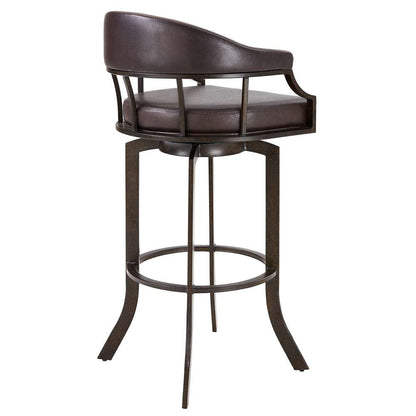 Armen Living - Pharaoh Swivel 30in Auburn Bay and Brown Faux Leather Bar Stool - 721535743308 veiw 3