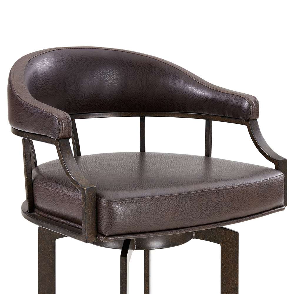 Armen Living - Pharaoh Swivel 30in Auburn Bay and Brown Faux Leather Bar Stool - 721535743308 veiw 4