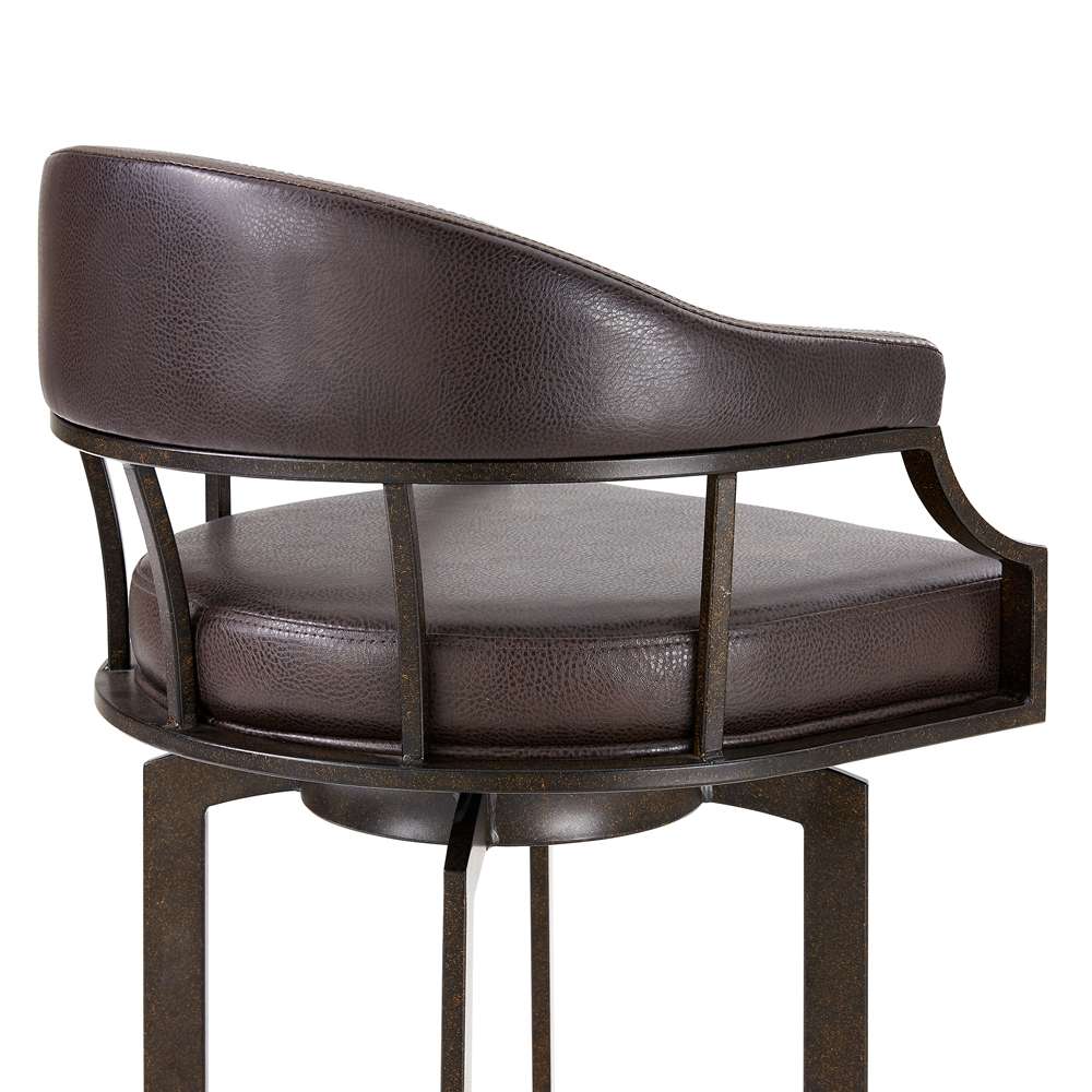 Armen Living - Pharaoh Swivel 30in Auburn Bay and Brown Faux Leather Bar Stool - 721535743308 veiw 5