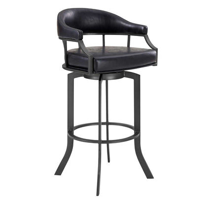 Armen Living - Pharaoh Swivel 30in Mineral Finish and Black Faux Leather Bar Stool - 721535743346 veiw 1