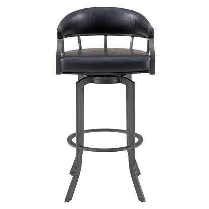 Armen Living - Pharaoh Swivel 30in Mineral Finish and Black Faux Leather Bar Stool - 721535743346 veiw 2