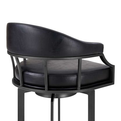Armen Living - Pharaoh Swivel 30in Mineral Finish and Black Faux Leather Bar Stool - 721535743346 veiw 5