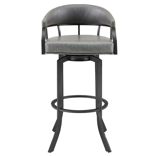 Armen Living - Pharaoh Swivel 30in Mineral Finish and Gray Faux Leather Bar Stool - 721535743360 veiw 2