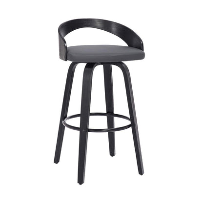 Armen Living - Sonia 26in Counter Height Swivel Grey Faux Leather and Black Wood Bar Stool - LCSOBAGRBL26 veiw 1