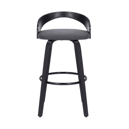 Armen Living - Sonia 26in Counter Height Swivel Grey Faux Leather and Black Wood Bar Stool - LCSOBAGRBL26 veiw 2