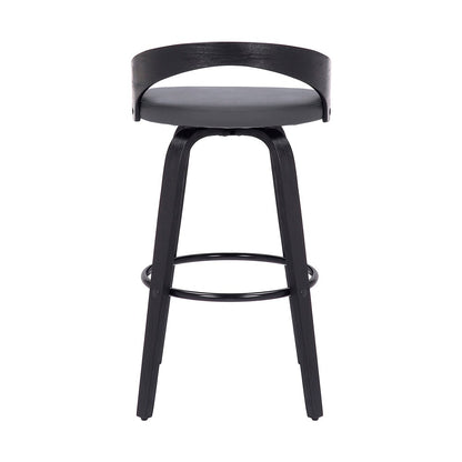 Armen Living - Sonia 26in Counter Height Swivel Grey Faux Leather and Black Wood Bar Stool - LCSOBAGRBL26 veiw 5