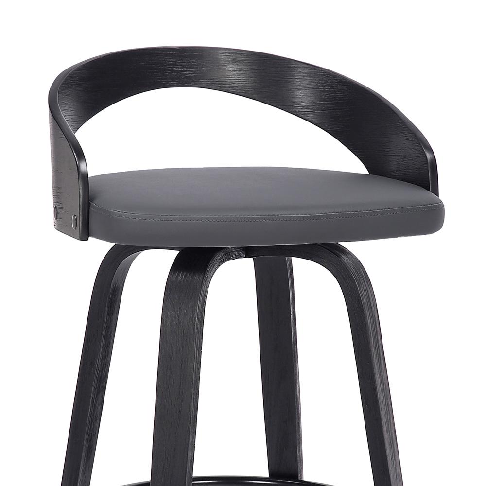 Armen Living - Sonia 26in Counter Height Swivel Grey Faux Leather and Black Wood Bar Stool - LCSOBAGRBL26 veiw 6