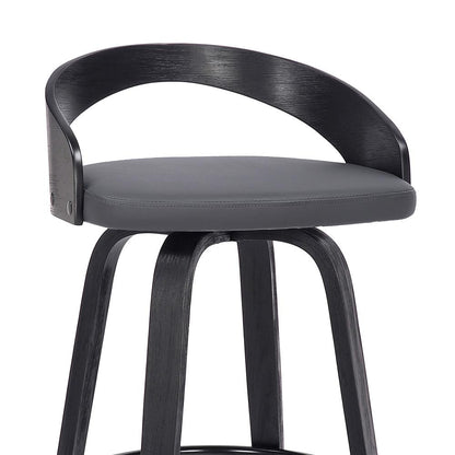 Armen Living - Sonia 26in Counter Height Swivel Grey Faux Leather and Black Wood Bar Stool - LCSOBAGRBL26 veiw 6