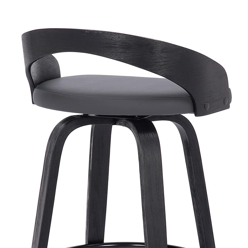 Armen Living - Sonia 26in Counter Height Swivel Grey Faux Leather and Black Wood Bar Stool - LCSOBAGRBL26 veiw 7