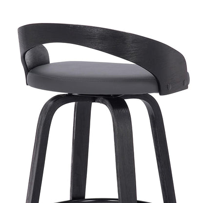 Armen Living - Sonia 26in Counter Height Swivel Grey Faux Leather and Black Wood Bar Stool - LCSOBAGRBL26 veiw 7