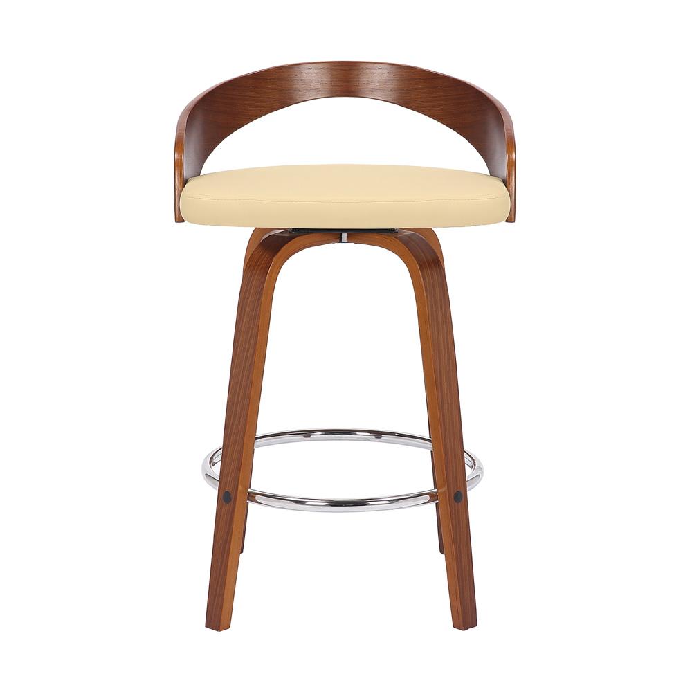 Armen Living - Sonia 26in Counter Height Swivel Cream Faux Leather and Walnut Wood Bar Stool - LCSOBACRWA26 veiw 2