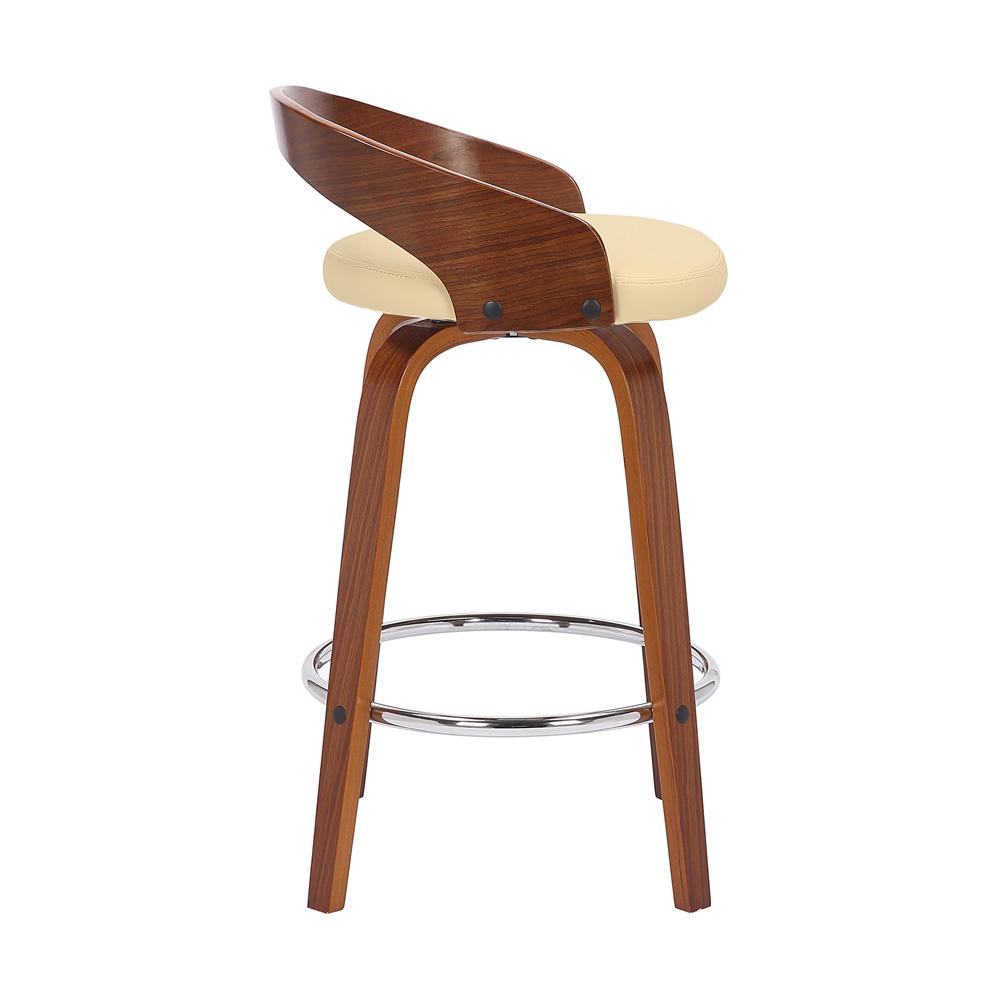 Armen Living - Sonia 26in Counter Height Swivel Cream Faux Leather and Walnut Wood Bar Stool - LCSOBACRWA26 veiw 3