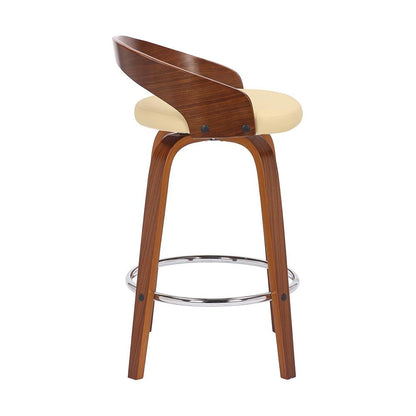 Armen Living - Sonia 26in Counter Height Swivel Cream Faux Leather and Walnut Wood Bar Stool - LCSOBACRWA26 veiw 3