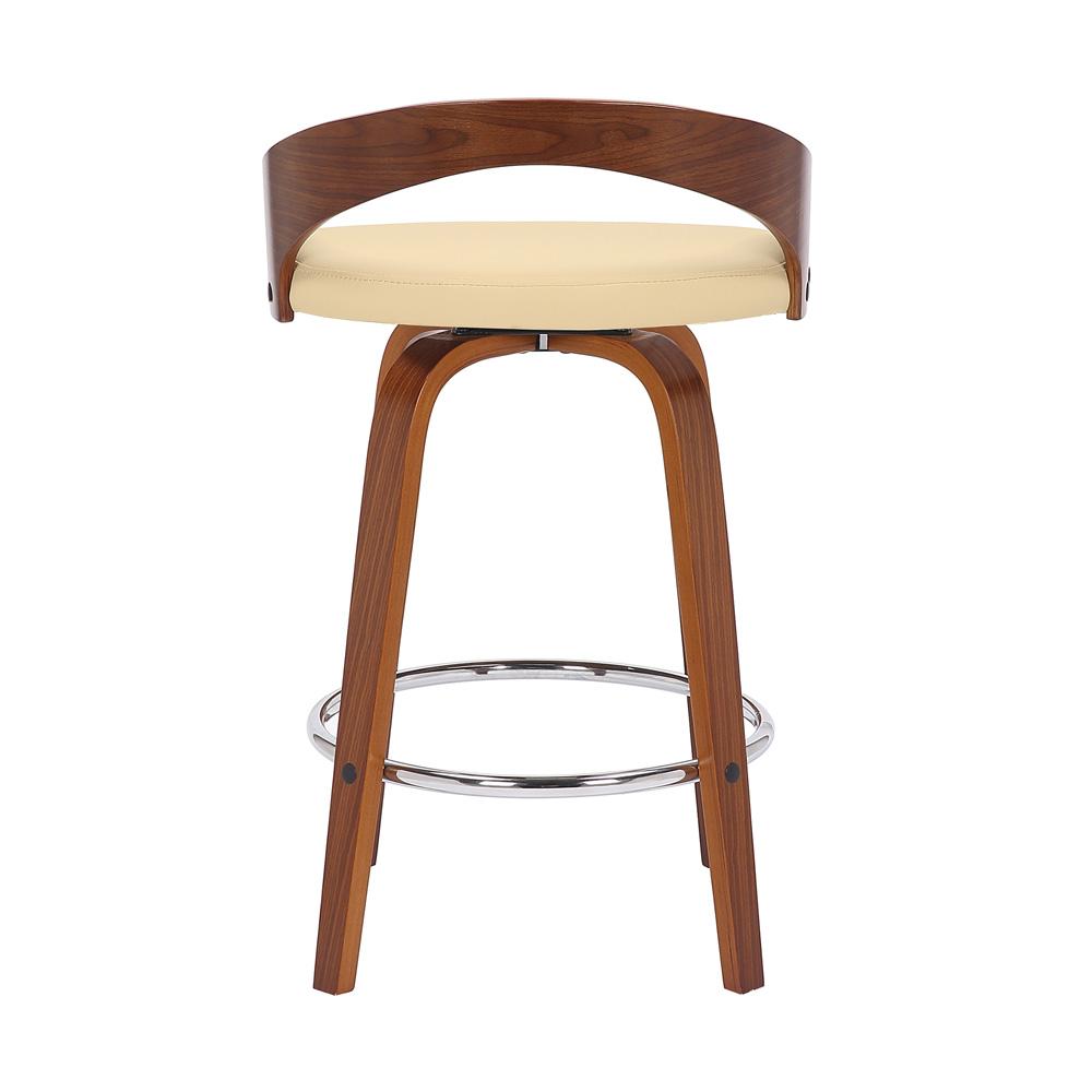 Armen Living - Sonia 26in Counter Height Swivel Cream Faux Leather and Walnut Wood Bar Stool - LCSOBACRWA26 veiw 5