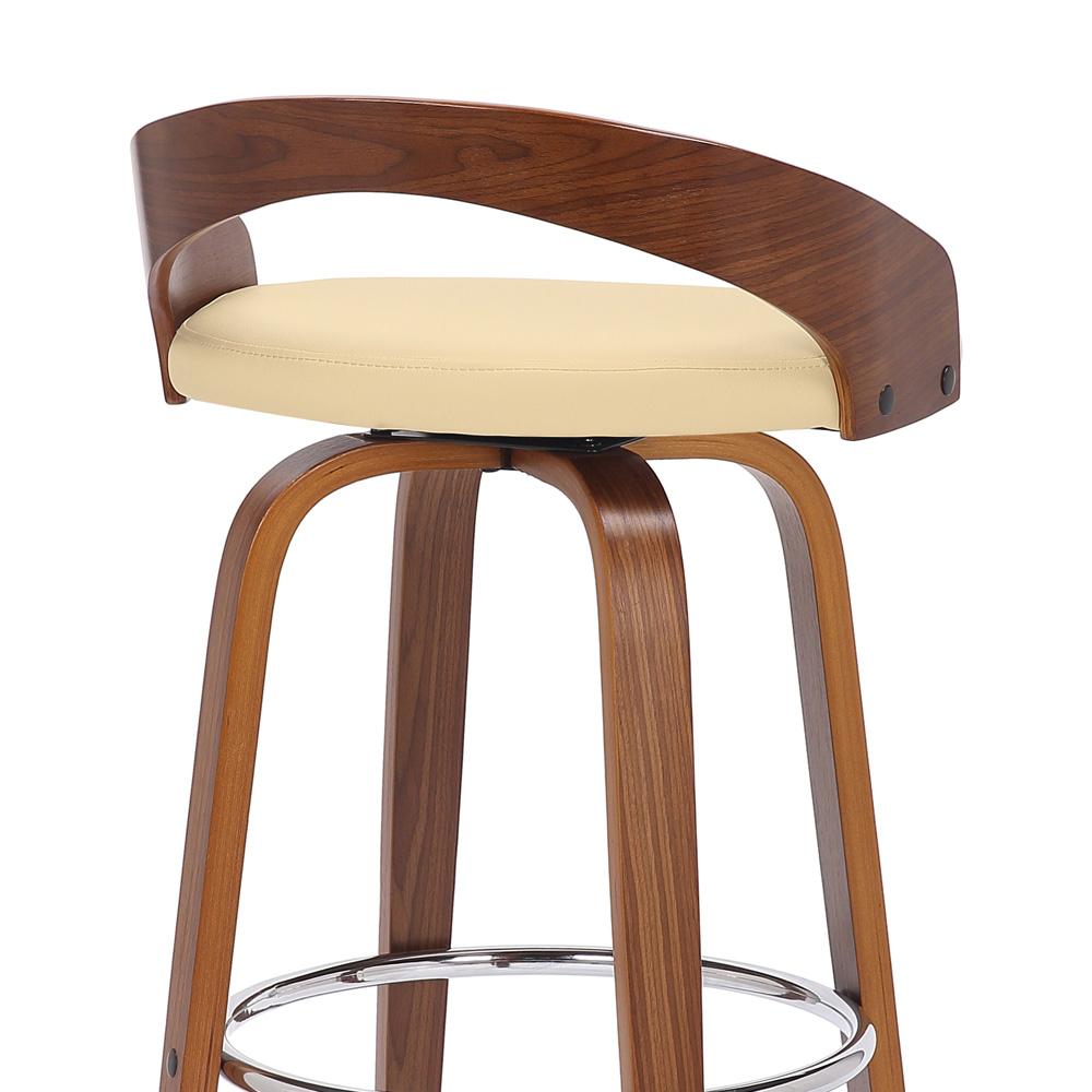 Armen Living - Sonia 26in Counter Height Swivel Cream Faux Leather and Walnut Wood Bar Stool - LCSOBACRWA26 veiw 7