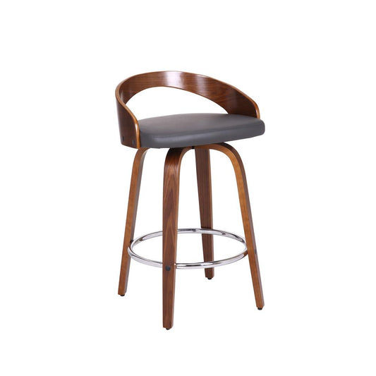 Armen Living - Sonia 26in Counter Height Swivel Grey Faux Leather and Walnut Wood Bar Stool - LCSOBAGRWA26 veiw 1