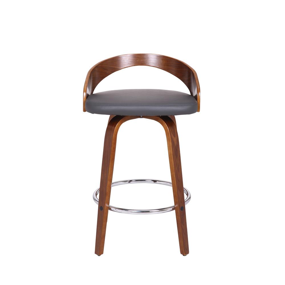 Armen Living - Sonia 26in Counter Height Swivel Grey Faux Leather and Walnut Wood Bar Stool - LCSOBAGRWA26 veiw 2