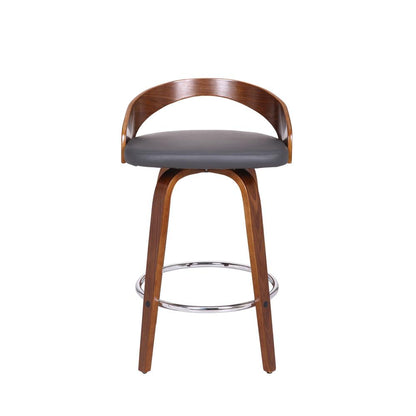 Armen Living - Sonia 26in Counter Height Swivel Grey Faux Leather and Walnut Wood Bar Stool - LCSOBAGRWA26 veiw 2