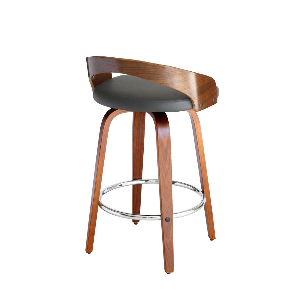 Armen Living - Sonia 26in Counter Height Swivel Grey Faux Leather and Walnut Wood Bar Stool - LCSOBAGRWA26 veiw 4